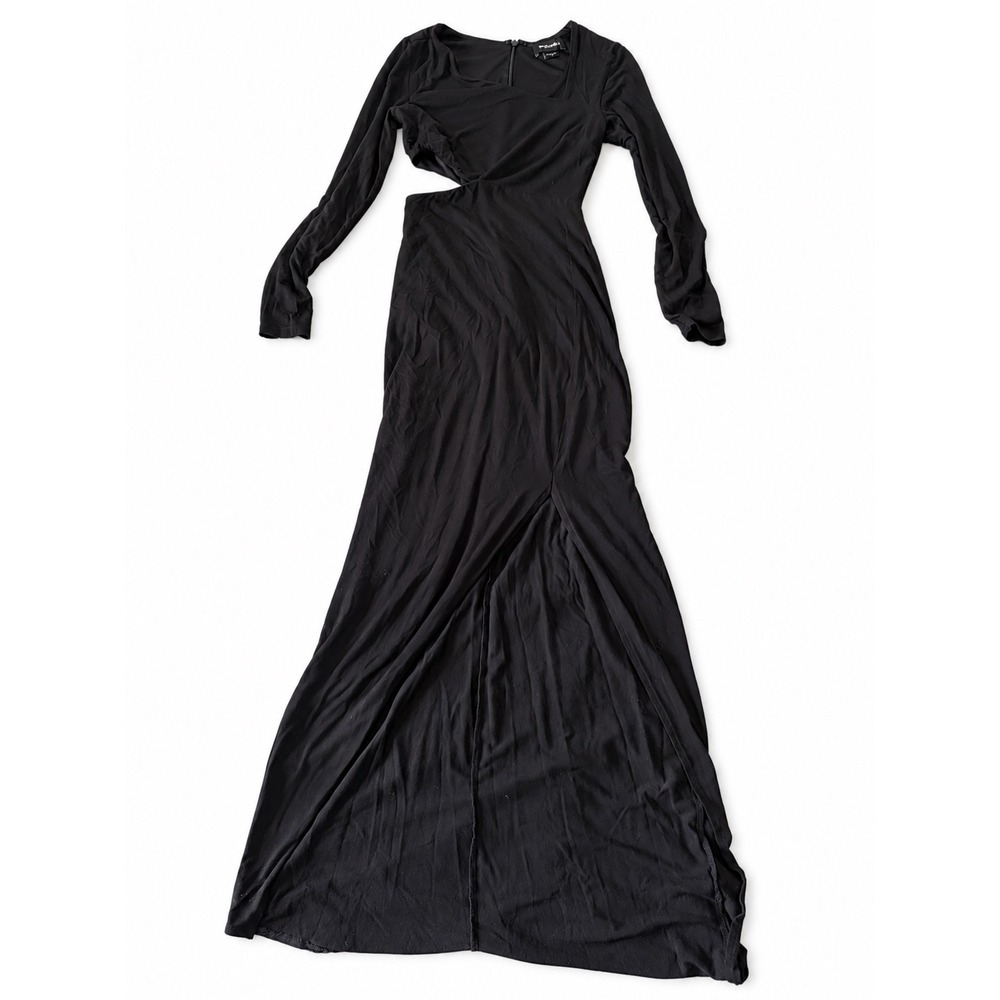 Marciano Guess Womens Black Long Sleeve Cutout Front Slit Maxi Dress XS